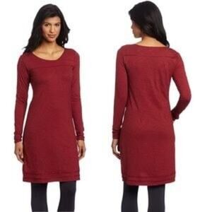 Horny Toad Oolong Organic Cotton Tencel Dress Maroon Red Long Sleeve Size Large